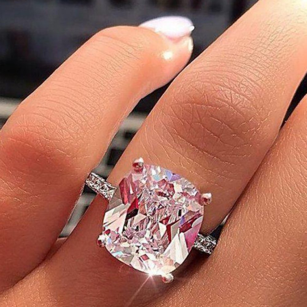 NEW 8 CT 925 Sterling Silver Cushion Diamond Ring - Picture 4 of 5